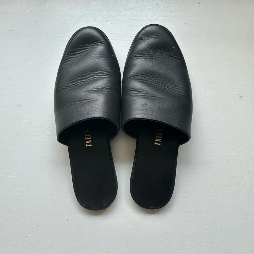 TKEES Black Leather Slide Mules - Picture 1 of 2